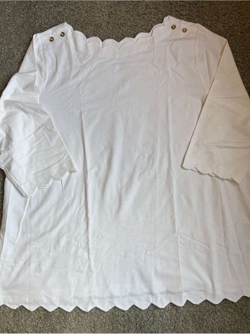 Jessica London White 3/4 -Sleeve Scallop-Edge Shirt size 22/24